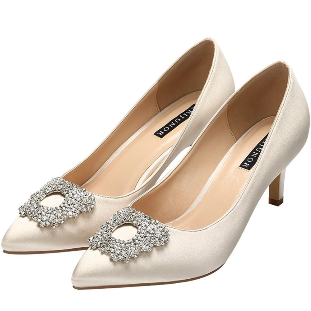 Champagne Crystal Embellished Heels- 9 new in box